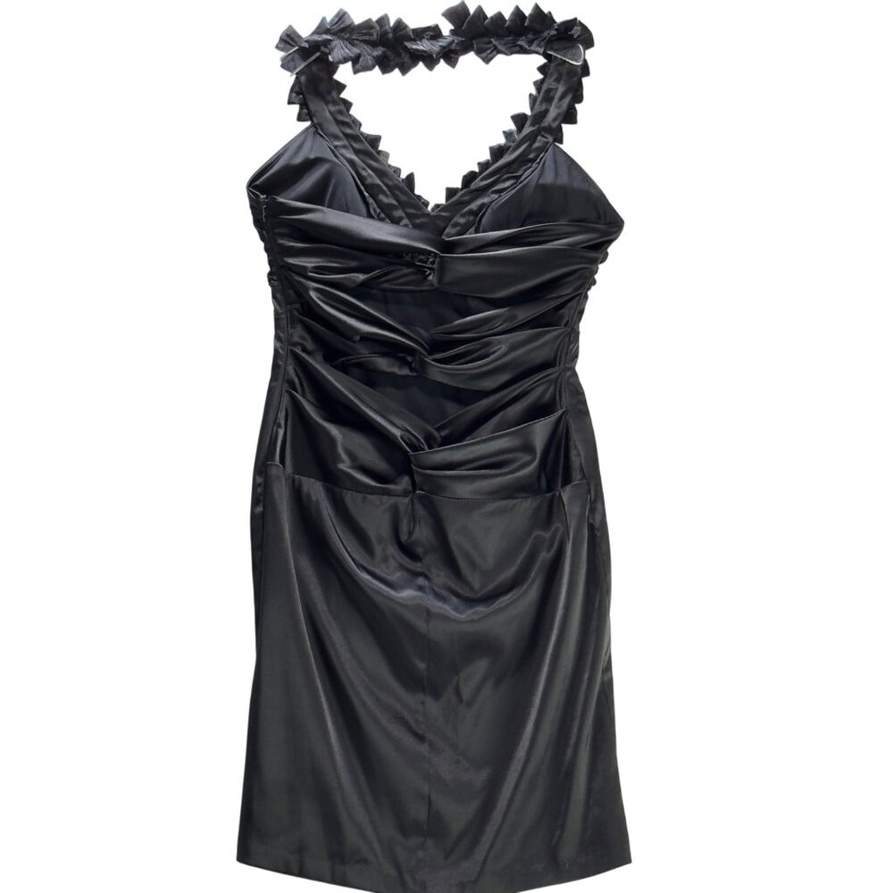 Niki By Niki Livas Black Ruffled Halter Cocktail Dress Size 10 - Picture 8 of 12